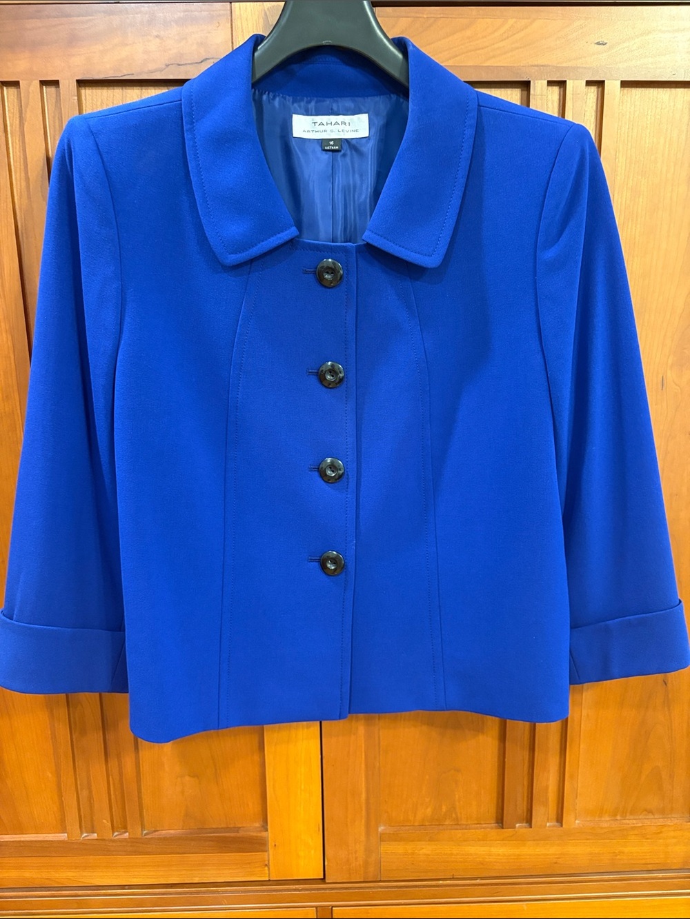 Tahari Cobalt Blue Button-Front Blazer